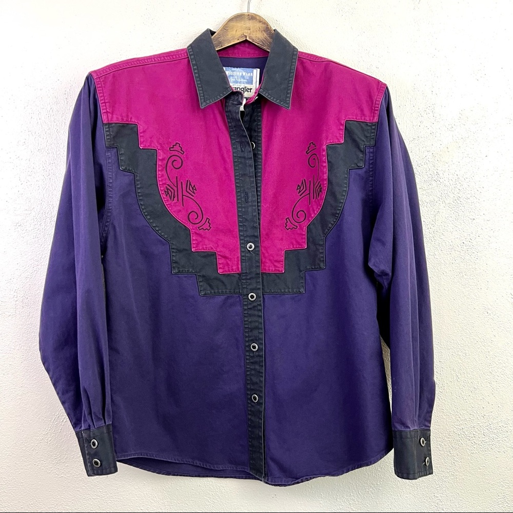 Wrangler Vintage 1980's Western Button Up Embroidered Top Medium